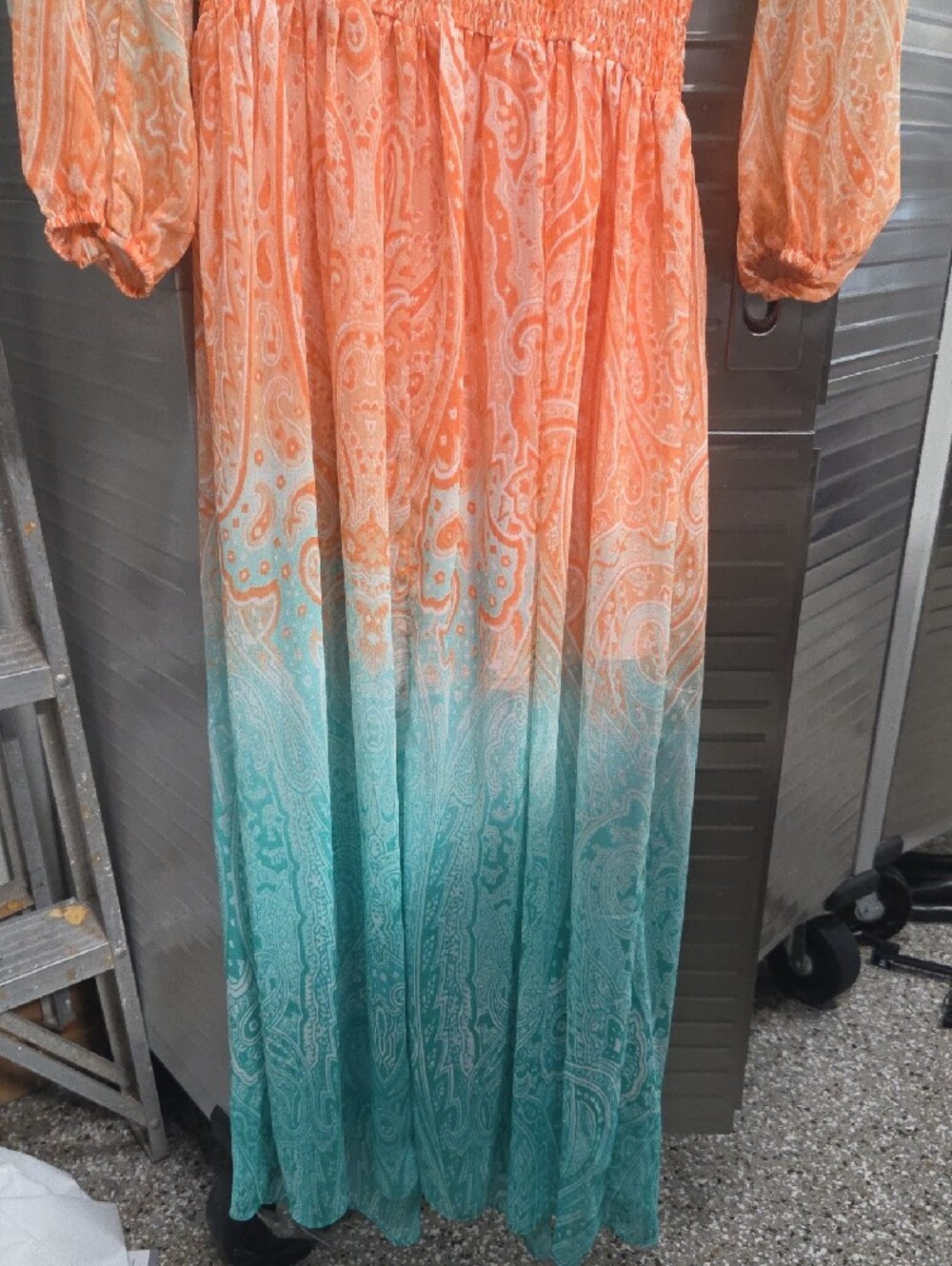 Boston Proper Aqua and Coral Paisley Maxi Dress - Picture 2 of 7